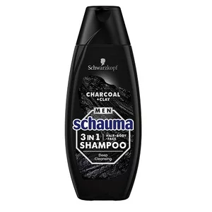 Schwarzkopf Schauma Men Charcoal 3in1 Shampoo szampon dla mężczyzn do włosów twarzy i ciała z węglem i glinką 400ml