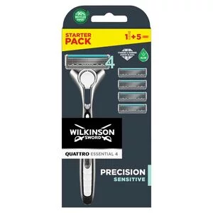 Wilkinson Quattro Titanium Sensitive maszynka do golenia z wymiennymi ostrzami 1szt + wkłady 4szt