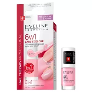 Eveline Nail Therapy Professional, skoncentrowana odżywka do paznokci nadająca kolor 6w1, rose, 5ml
