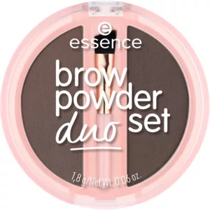 Essence Brow Powder Duo Set, pudrowy zestaw do brwi, efekt zdefiniowanych brwi, 03 - Dark, 1.8g