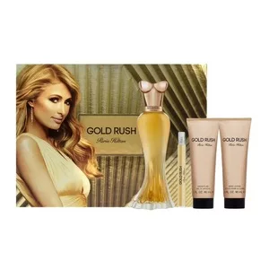 Paris Hilton Gold Rush zestaw woda perfumowana spray 100ml + woda perfumowana spray 10ml + balsam do ciała 90ml + żel pod prysznic 90ml (W)
