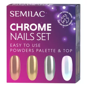 Semilac Chrome Nails Set, zestaw prezentowy do paznokci Glazed Effect i Chrome Nails