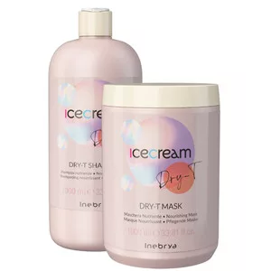 Inebrya Ice Cream Dry-T, zestaw XL do włosów suchych, puszących się i po zabiegach, szampon + maska