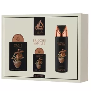 Lattafa Brioche Vanille zestaw woda perfumowana spray 100ml + woda perfumowana spray 20ml + dezodorant spray 200ml (U)