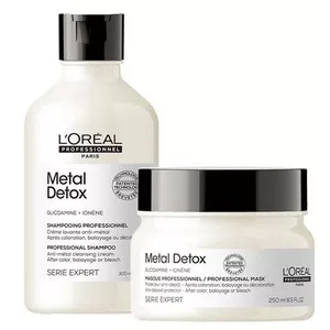 Loreal Metal Detox, zestaw po koloryzacji i dekoloryzacji, szampon + maska