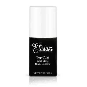Elisium, baza pod lakiery hybrydowe Top Coat Total Matte Black Confetti, 9g