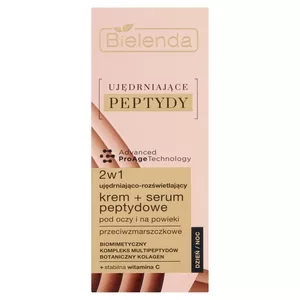 Bielenda Ujędrniające peptydy, ujędrniająco-rozświetlający krem-serum pod oczy i na powieki 2w1, 15ml