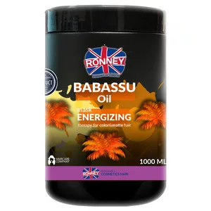 Ronney Professional Mask Babassu Oil Energizing Therapy, Maska enegretyzująca do włosów farbowanych i pozbawionych blasku 1000ml