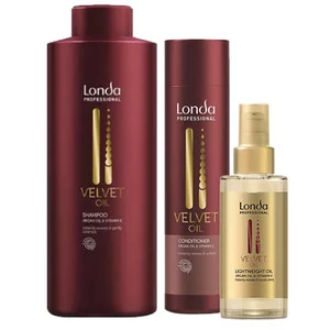 Londa Velvet Oil Kuracja regenerująca do wszystkich rodzajów włosów, szampon 1000ml + odżywka 250ml + olejek 30ml