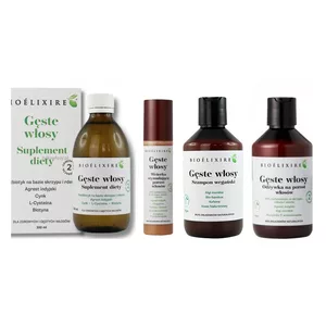 Bioelixire, kompleksowy zestaw przeciw wypadaniu włosów "Gęste Włosy", szampon + odżywka + serum + syrop
