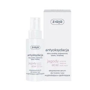 Ziaja Antyoksydacja, serum do twarzy i szyi wygładzająco-ujędrniające z jagodami acai, 50ml