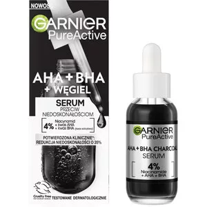 Garnier Czysta Skóra Serum przeciw niedoskonałościom z kwasem AHA, BHA i węglem, 30ml