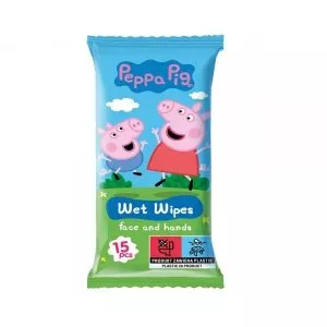 Peppa Pig Chusteczki nawilżane do twarzy i rąk, dla dzieci, Truskawka 15szt.