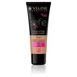 Eveline Selfie Time, kryjąco-nawilżający podkład i korektor 2w1, 06 honey, 30ml