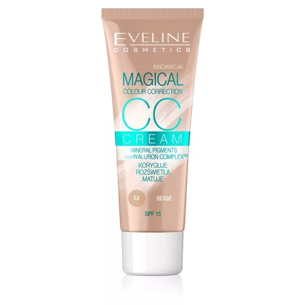 Eveline Magical Colour Correction CC, multifunkcyjny podkład, 53 beige, 30ml