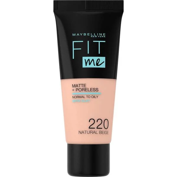 Maybelline New York Fit Me! & Poreless Foundation, podkład 220 Natural Beige, 30ml