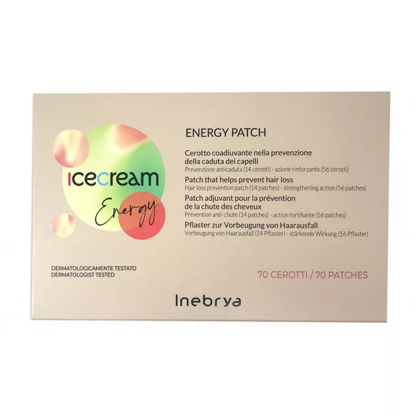 Inebrya Ice Cream Energy, plastry przeciw wypadaniu włosów, kuracja, 70szt.