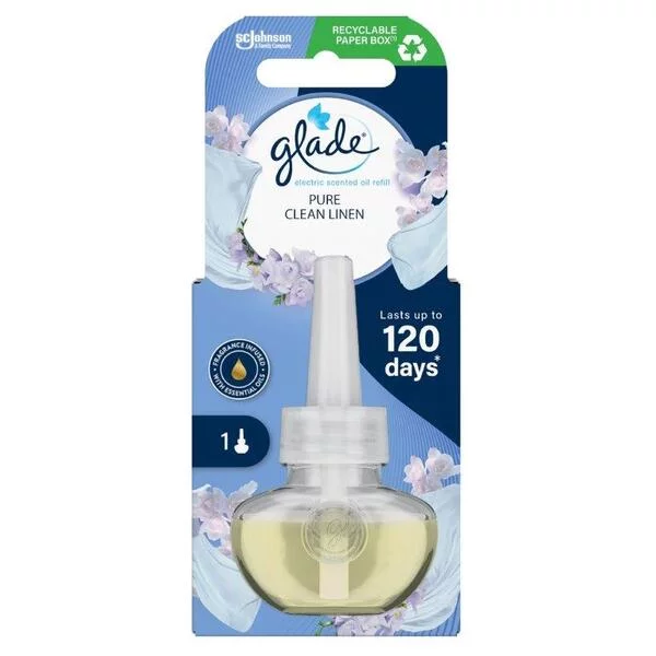 Glade Electric scented oil - Pure Clean Linen, zapas do elektrycznego odświeżacza powietrza, 20ml