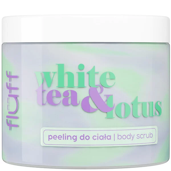 Fluff, peeling do ciała o zapachu białej herbaty & lotosu, 160ml