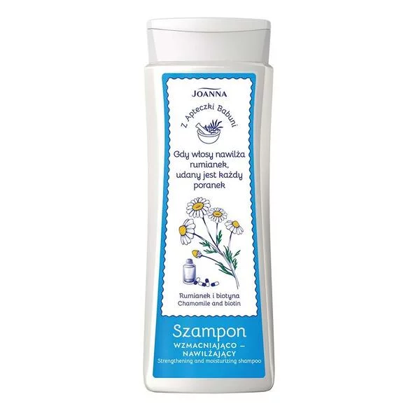 Joanna Z Apteczki Babuni, szampon wzmacniająco nawilżający, Rumianek i biotyna, 300ml