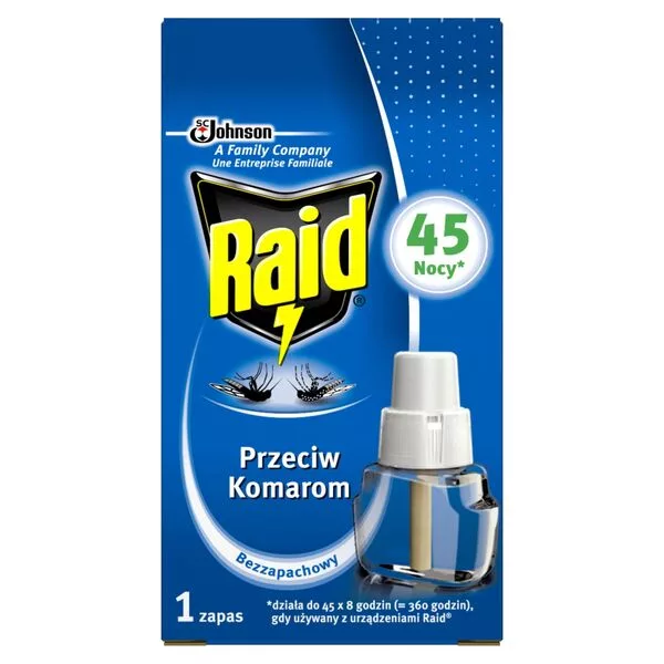 Raid, płyn owadobójczy przeciw komarom, bezzapachowy, zapas, 45 nocy, 1szt.