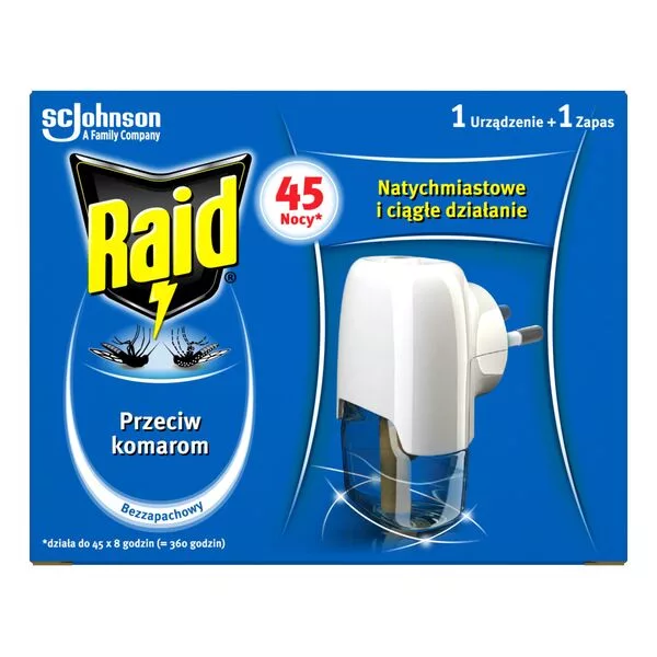 Raid, elektrofumigator z płynem owadobójczym przeciw komarom, 27ml