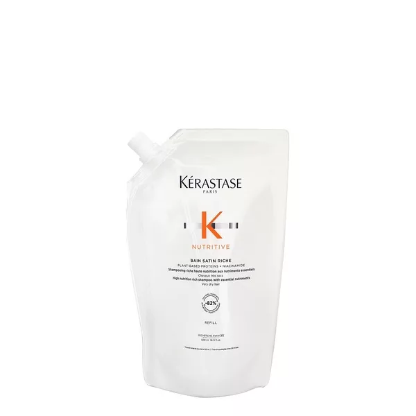 Kerastase Nutritive Satin Riche, wzbogacona kąpiel, szampon do włosów grubych, 500ml refill