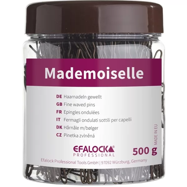 Efalock Mademoiselle, spinki do koka karbowane 65mm, 500g, brązowy