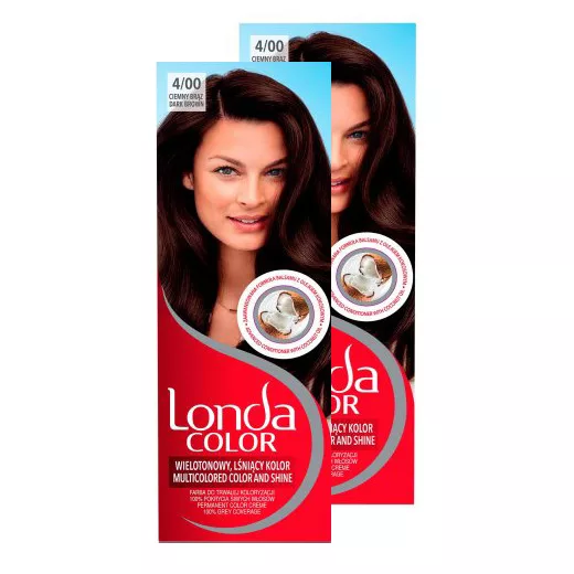 Londa Color, Farba do włosów ciemny brąz 4/00, dwupak