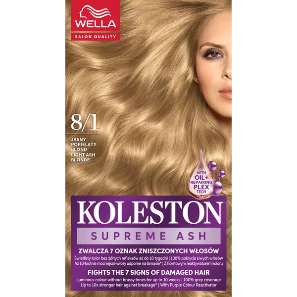 Wella Koleston Supreme, farba do włosów, Jasny Popielaty Blond, 8/1, 100ml