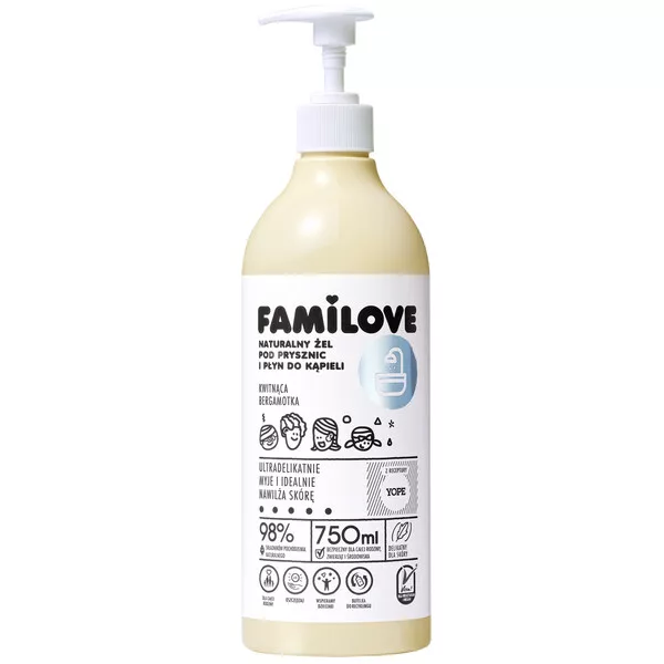 Yope Familove, płyn do kąpieli & żel pod prysznic, kwitnąca bergamotka, 750ml