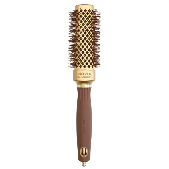 Olivia Garden Expert Blowout Straight, szczotka do prostowania i modelowania włosów, Wavy Bristles Gold&Brown 30mm
