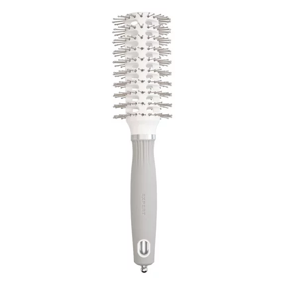 Olivia Garden Expert Blowout Vent, szczotka do suszenia włosów z podwójnym włosiem, Double Bristles White&Grey 30mm