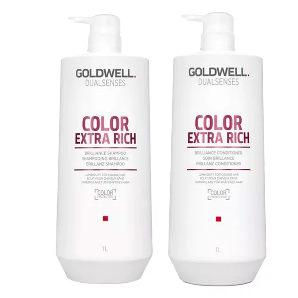 Goldwell Dualsenses Color Extra Rich, zestaw XL nabłyszczający do włosów matowych, szampon + odżywka