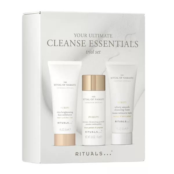 Rituals Your Ultimate Cleanse Essentials zestaw rozjaśniający peeling 30ml + pianka oczyszczająca 30ml + puder oczyszczający 15g
