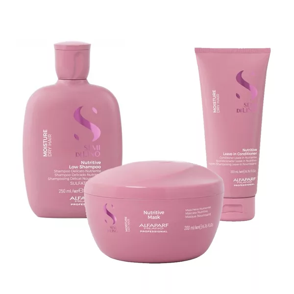 Alfaparf Milano Semi di Lino Moisture, zestaw nawilżający włosy, szampon + odżywka + maska