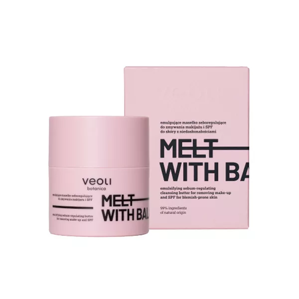 Veoli Botanica Melt with Balance, emulgujące masełko seboregulujące do zmywania makijażu i SPF, 40g