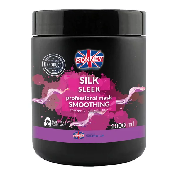 Ronney Professional Mask Smoothing Silk Sleek, Maska wygładzająca do włosów cienkich i matowych 1000ml