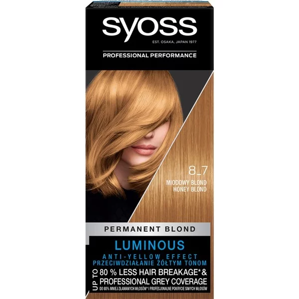Syoss, Permanent Coloration farba do włosów trwale koloryzująca 8-7 Miodowy Blond