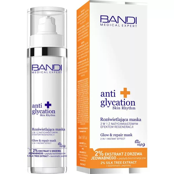 Bandi Medical Expert anti glycation skin rhythm, rozświetlająca maska 2w1 z natychmiastowym efektem regeneracji, 50ml