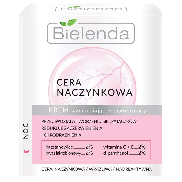 Bielenda Cera naczynkowa, krem wzmacniająco-regenerujący na noc, 50ml