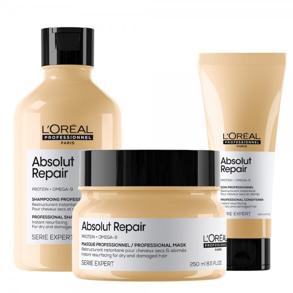 Loreal Absolut Repair, zestaw do włosów zniszczonych, szampon + odżywka + maska
