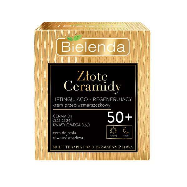 Bielenda Złote Ceramidy Liftingująco - Regenerujący Krem Przeciwzmarszczkowy 50+, Dzień/ Noc, 50ml