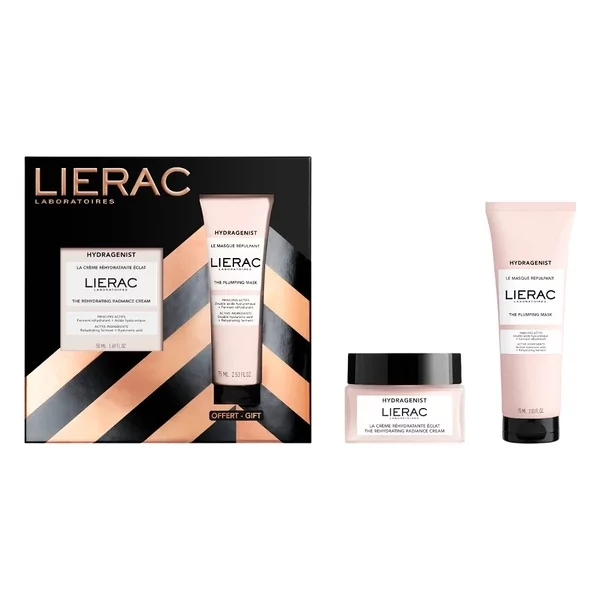 Lierac Hydragenist zestaw nawilżający krem rozświetlający 50ml + maska wypełniająca 75ml