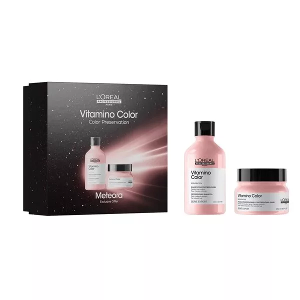 Loreal Vitamino Color Duo, zestaw prezentowy do pielęgnacji włosów koloryzowanych, szampon + maska