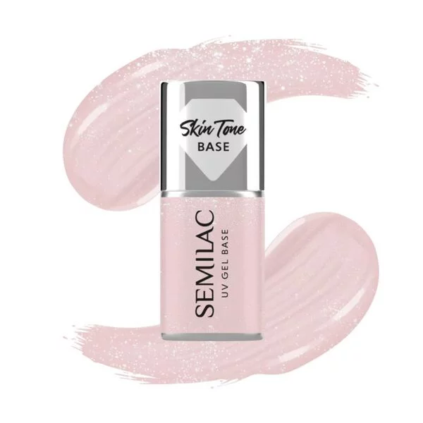 Semilac Skin Tone Cover Base, elastyczna baza hybrydowa 2w1, Glitter Beige, 7ml