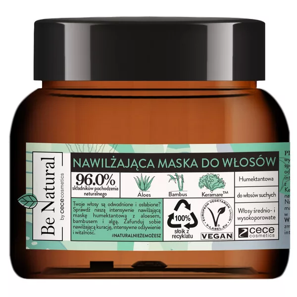 CeCe Be Natural, nawilżająca maska do włosów z aloesem, bambusem i algą, 250ml