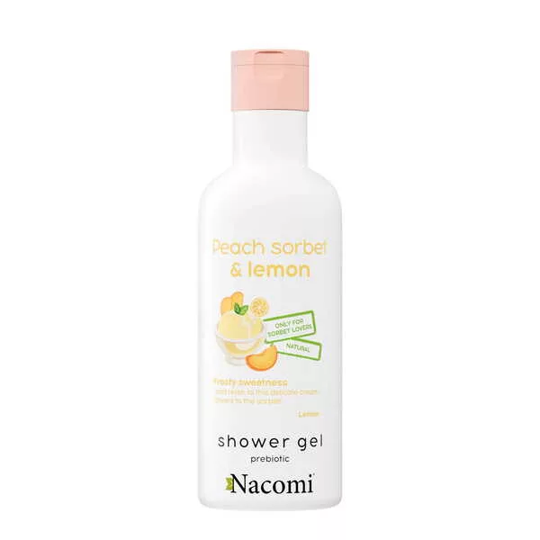 Nacomi Peach&Lemon, żel pod prysznic o zapachu brzoskwiniowego sorbetu z cytryną, 300ml