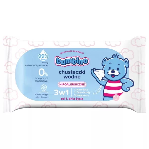 Bambino Chusteczki wodne dla dzieci 3w1 57szt.