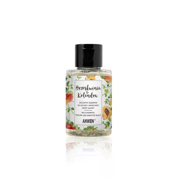 Anwen Brzoskwinia i Kolendra, mini szampon do suchej i wrażliwej skóry głowy, 50ml